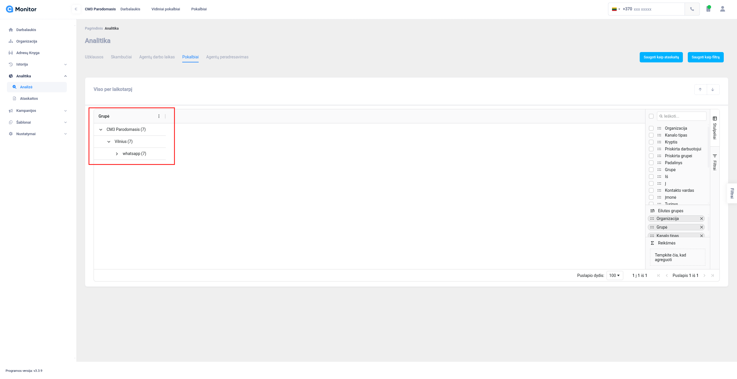 CMonitor Pokalbių analizė