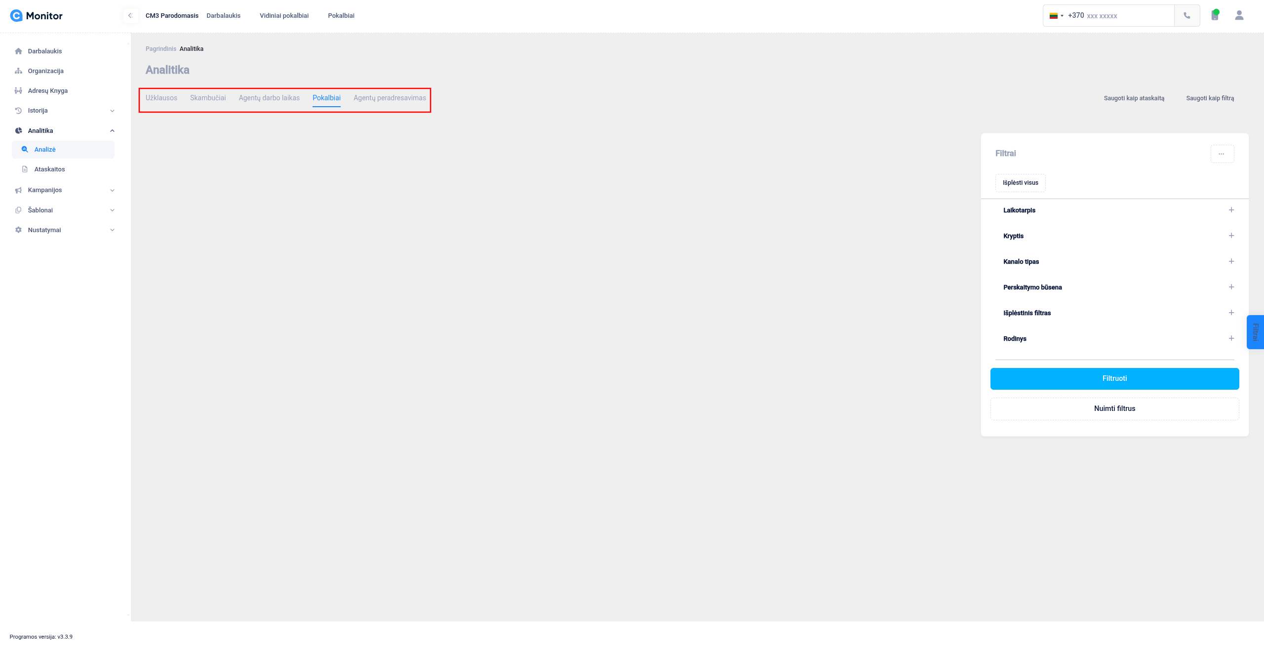 CMonitor Pokalbių analizė